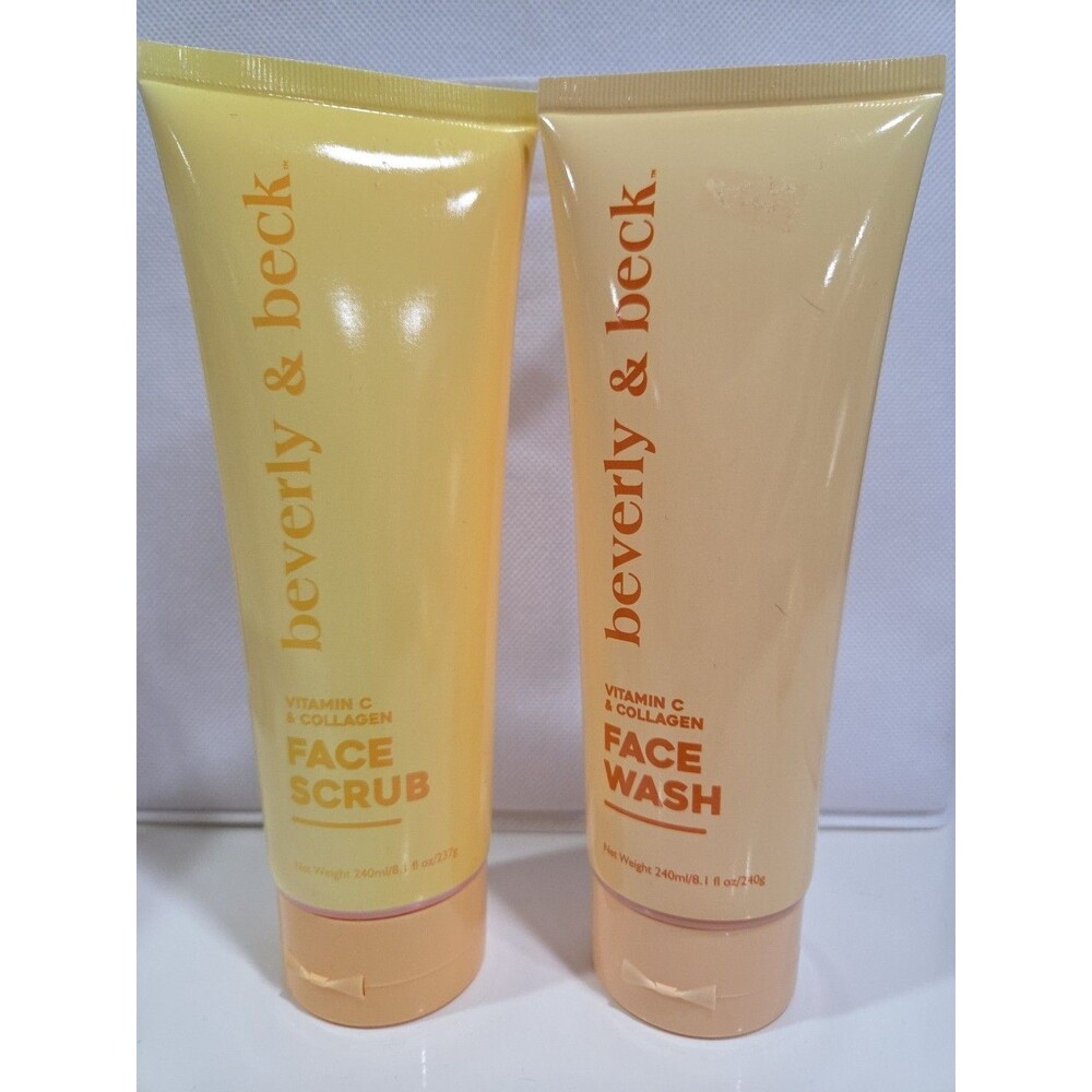 NEW FULL SIZE - beverly & beck face wash AND face scrub, Collagen Collection HB2